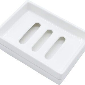 Ceramic Soap Dish Bar Soap Holder Double Layer Soap Tray Draining by